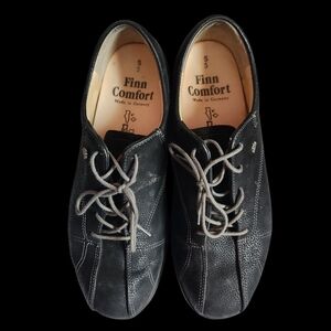 Finn Comfort Charcoal Black Leather Men's Oxfords 5